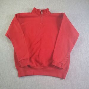 Vintage Jerzees Sweater Youth Large Red Nublend 1/4 Zip Pullover